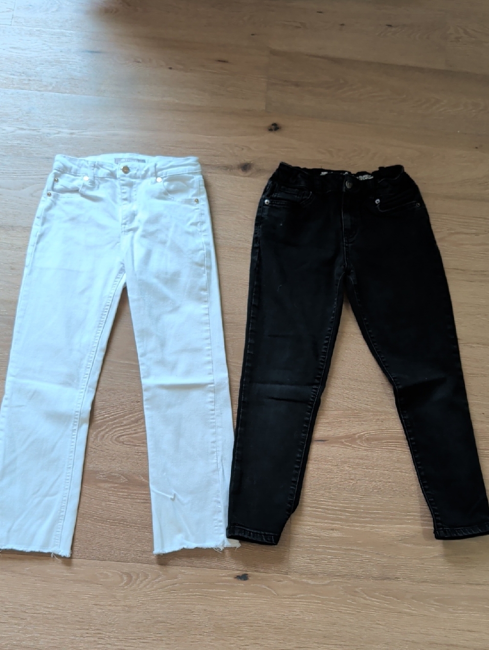 Tractr Kids White Jeans - Cat & Jack Black Denim (Both Have Adjustable Waists)